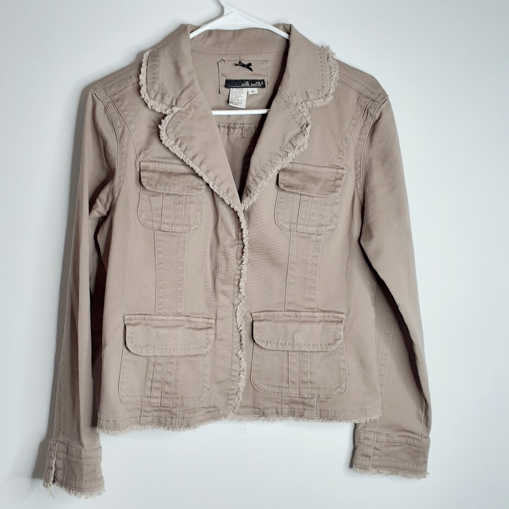 Willi Smith Raw Edge Tan Denim Jacket - M
